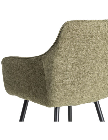 Fauteuil de table haut de gamme en Tissu Vert Surpiqûre verticale Métal Noir Ohlira (Lot de 2) - 6