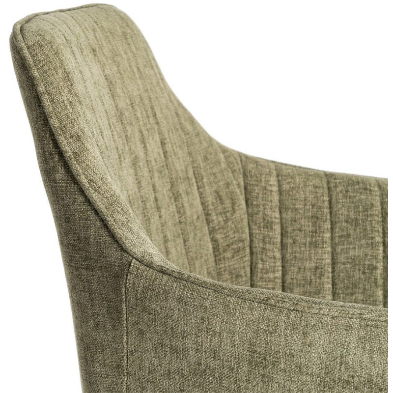 Fauteuil de table haut de gamme en Tissu Vert Surpiqûre verticale Métal Noir Ohlira (Lot de 2) - 7