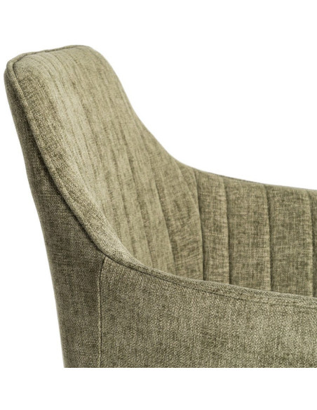 Fauteuil de table haut de gamme en Tissu Vert Surpiqûre verticale Métal Noir Ohlira (Lot de 2) - 7