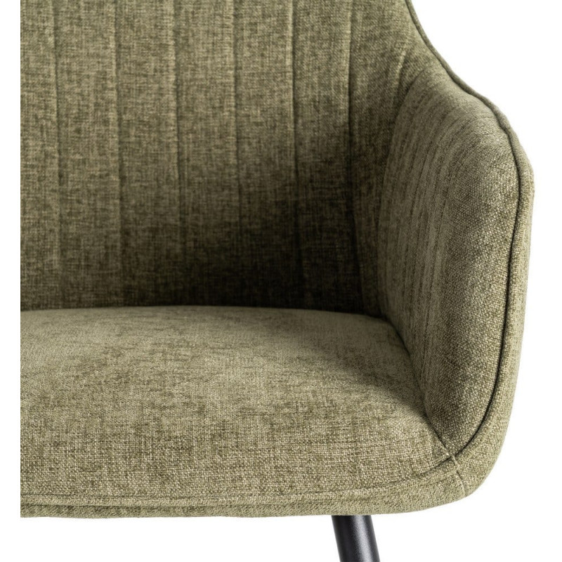 Fauteuil de table haut de gamme en Tissu Vert Surpiqûre verticale Métal Noir Ohlira (Lot de 2) - 8