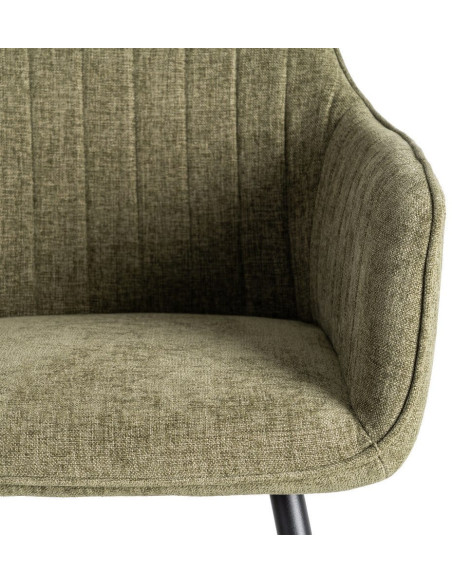 Fauteuil de table haut de gamme en Tissu Vert Surpiqûre verticale Métal Noir Ohlira (Lot de 2) - 8