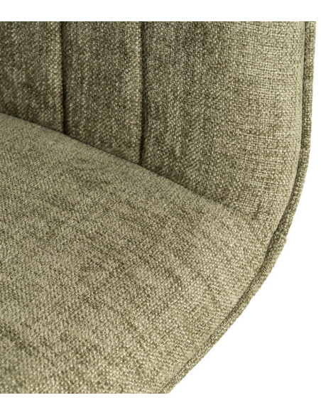 Fauteuil de table haut de gamme en Tissu Vert Surpiqûre verticale Métal Noir Ohlira (Lot de 2) - 9