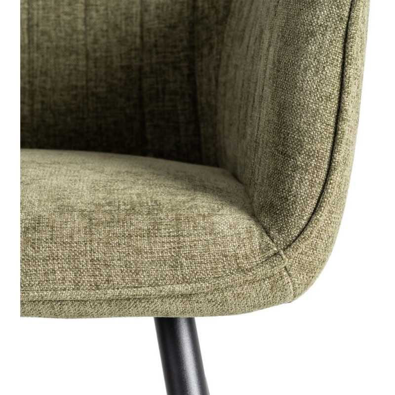 Fauteuil de table haut de gamme en Tissu Vert Surpiqûre verticale Métal Noir Ohlira (Lot de 2) - 10