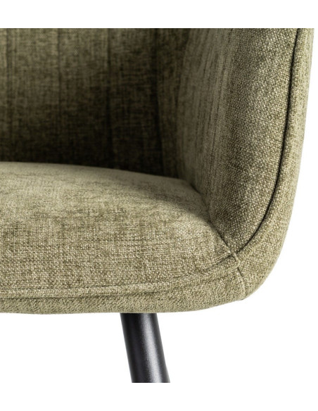 Fauteuil de table haut de gamme en Tissu Vert Surpiqûre verticale Métal Noir Ohlira (Lot de 2) - 10