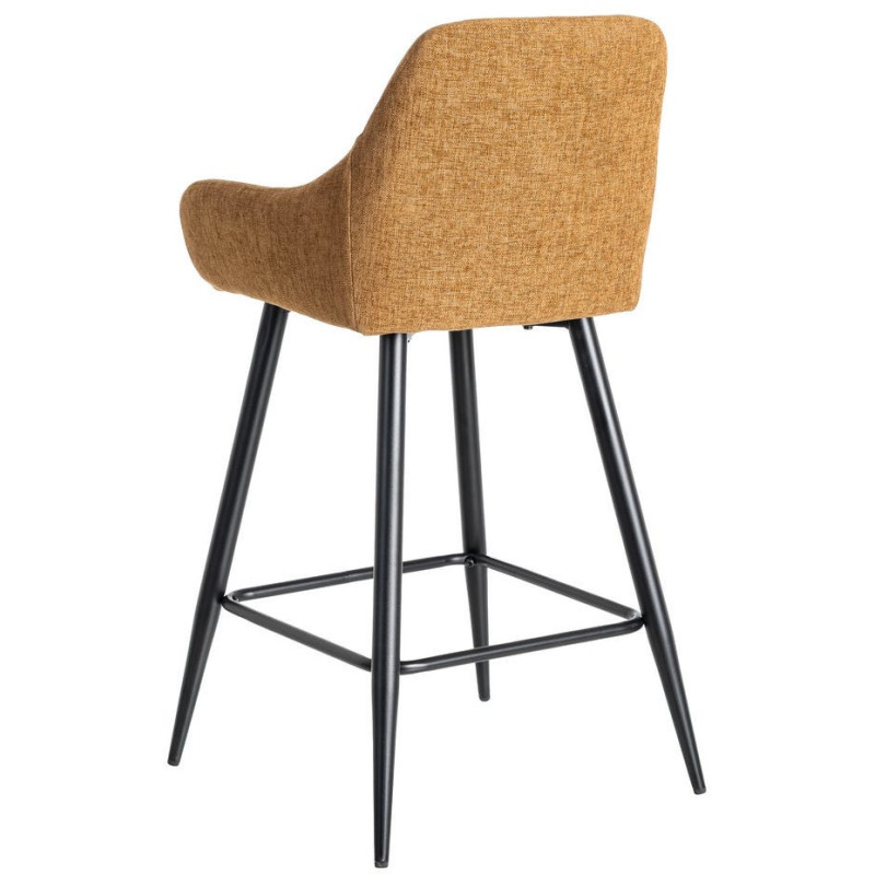 Tabouret de bar haut de gamme en Tissu Marron Surpiqûre verticale Métal Noir Ohlira (Lot de 2) - 5
