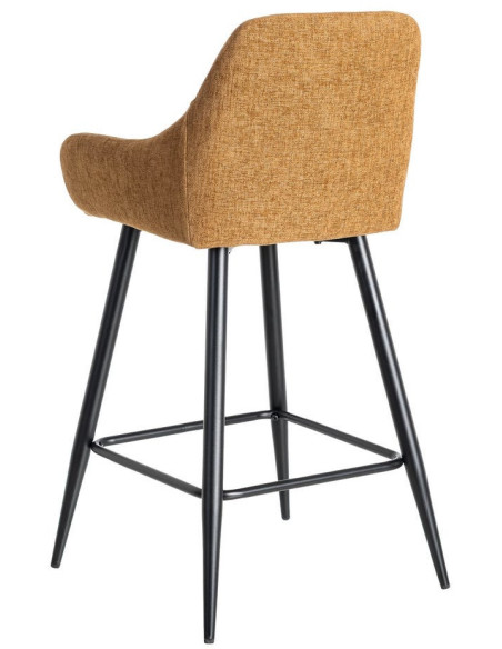 Tabouret de bar haut de gamme en Tissu Marron Surpiqûre verticale Métal Noir Ohlira (Lot de 2) - 5