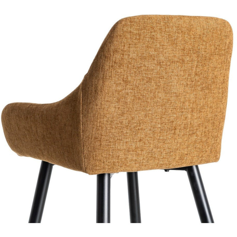 Tabouret de bar haut de gamme en Tissu Marron Surpiqûre verticale Métal Noir Ohlira (Lot de 2) - 6