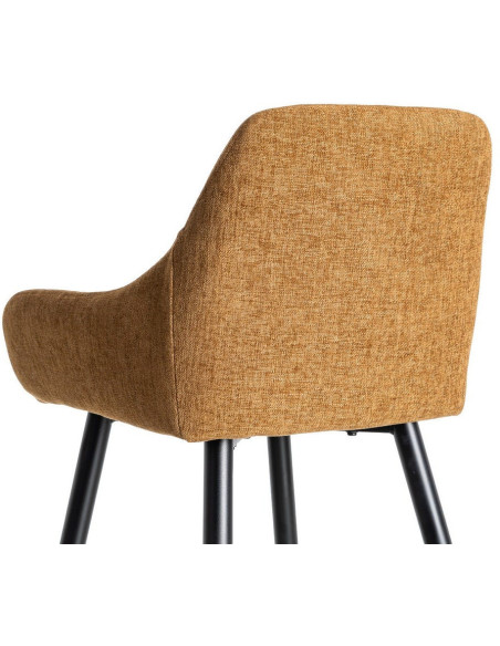 Tabouret de bar haut de gamme en Tissu Marron Surpiqûre verticale Métal Noir Ohlira (Lot de 2) - 6