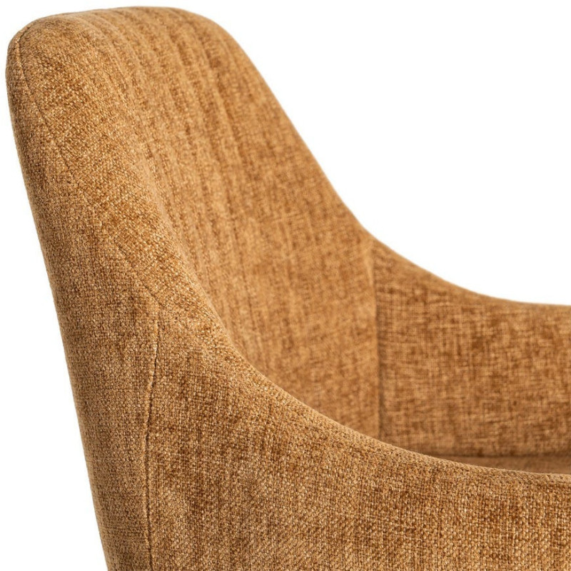 Tabouret de bar haut de gamme en Tissu Marron Surpiqûre verticale Métal Noir Ohlira (Lot de 2) - 7