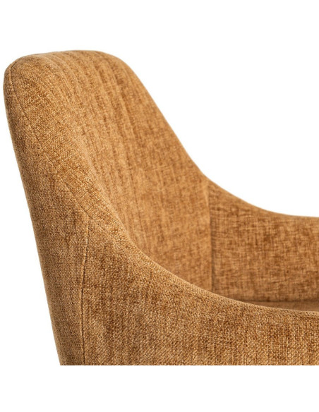Tabouret de bar haut de gamme en Tissu Marron Surpiqûre verticale Métal Noir Ohlira (Lot de 2) - 7