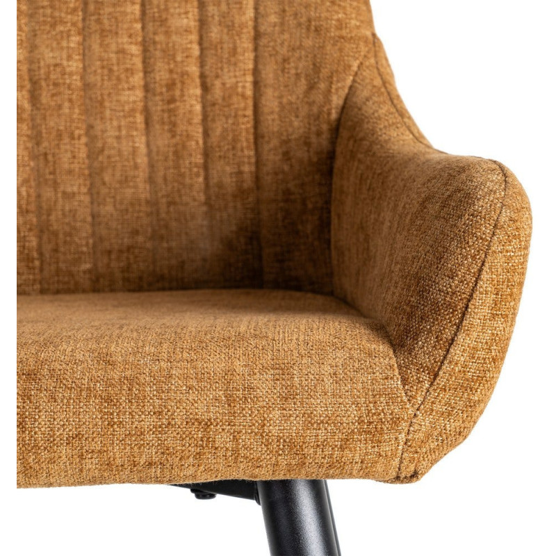 Tabouret de bar haut de gamme en Tissu Marron Surpiqûre verticale Métal Noir Ohlira (Lot de 2) - 8