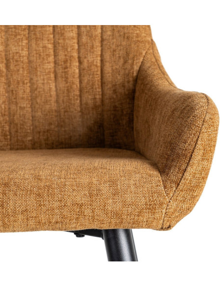 Tabouret de bar haut de gamme en Tissu Marron Surpiqûre verticale Métal Noir Ohlira (Lot de 2) - 8