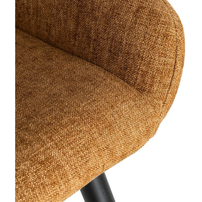 Tabouret de bar haut de gamme en Tissu Marron Surpiqûre verticale Métal Noir Ohlira (Lot de 2) - 9