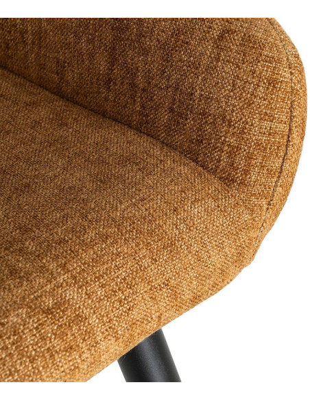 Tabouret de bar haut de gamme en Tissu Marron Surpiqûre verticale Métal Noir Ohlira (Lot de 2) - 9