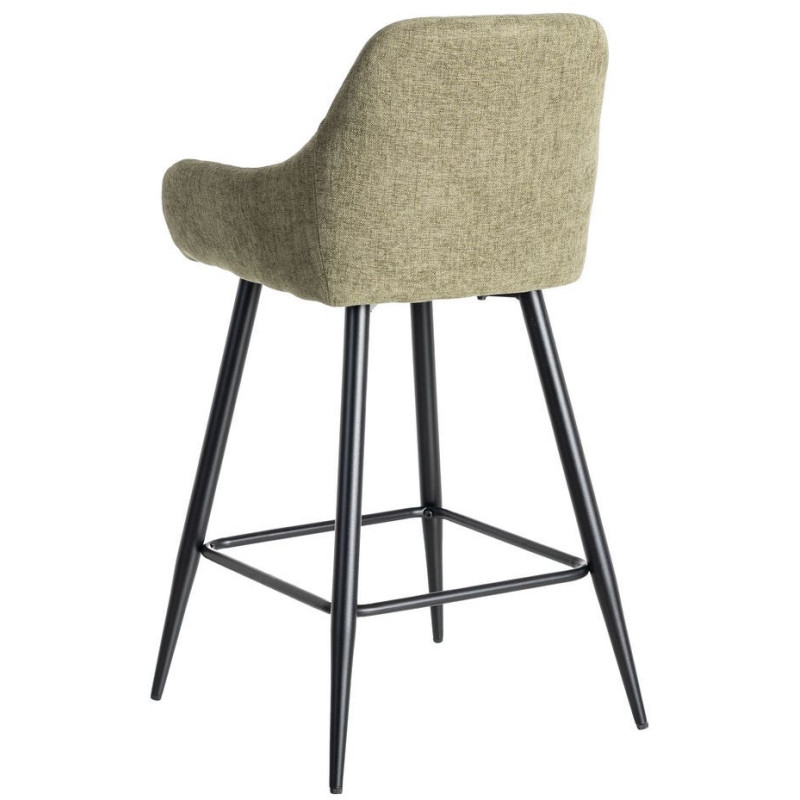 Tabouret de bar haut de gamme en Tissu Vert Surpiqûre verticale Métal Noir Ohlira (Lot de 2) - 5