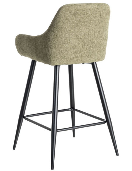 Tabouret de bar haut de gamme en Tissu Vert Surpiqûre verticale Métal Noir Ohlira (Lot de 2) - 5