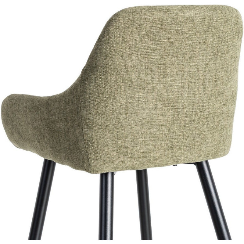 Tabouret de bar haut de gamme en Tissu Vert Surpiqûre verticale Métal Noir Ohlira (Lot de 2) - 6