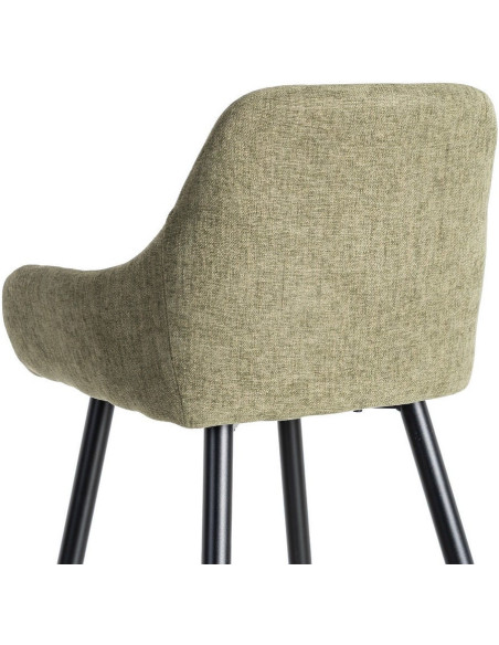 Tabouret de bar haut de gamme en Tissu Vert Surpiqûre verticale Métal Noir Ohlira (Lot de 2) - 6