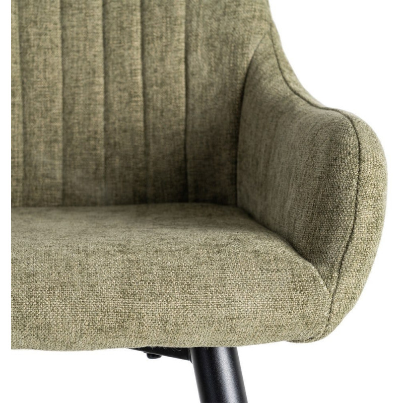 Tabouret de bar haut de gamme en Tissu Vert Surpiqûre verticale Métal Noir Ohlira (Lot de 2) - 8