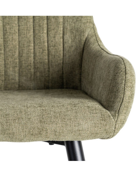Tabouret de bar haut de gamme en Tissu Vert Surpiqûre verticale Métal Noir Ohlira (Lot de 2) - 8