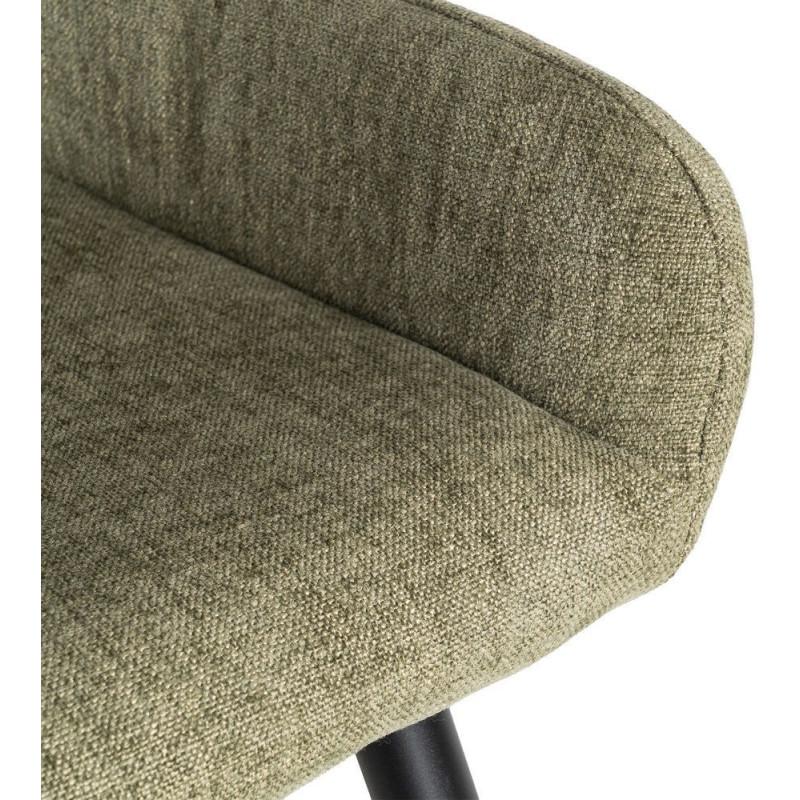 Tabouret de bar haut de gamme en Tissu Vert Surpiqûre verticale Métal Noir Ohlira (Lot de 2) - 9