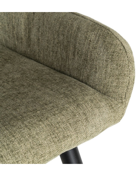 Tabouret de bar haut de gamme en Tissu Vert Surpiqûre verticale Métal Noir Ohlira (Lot de 2) - 9