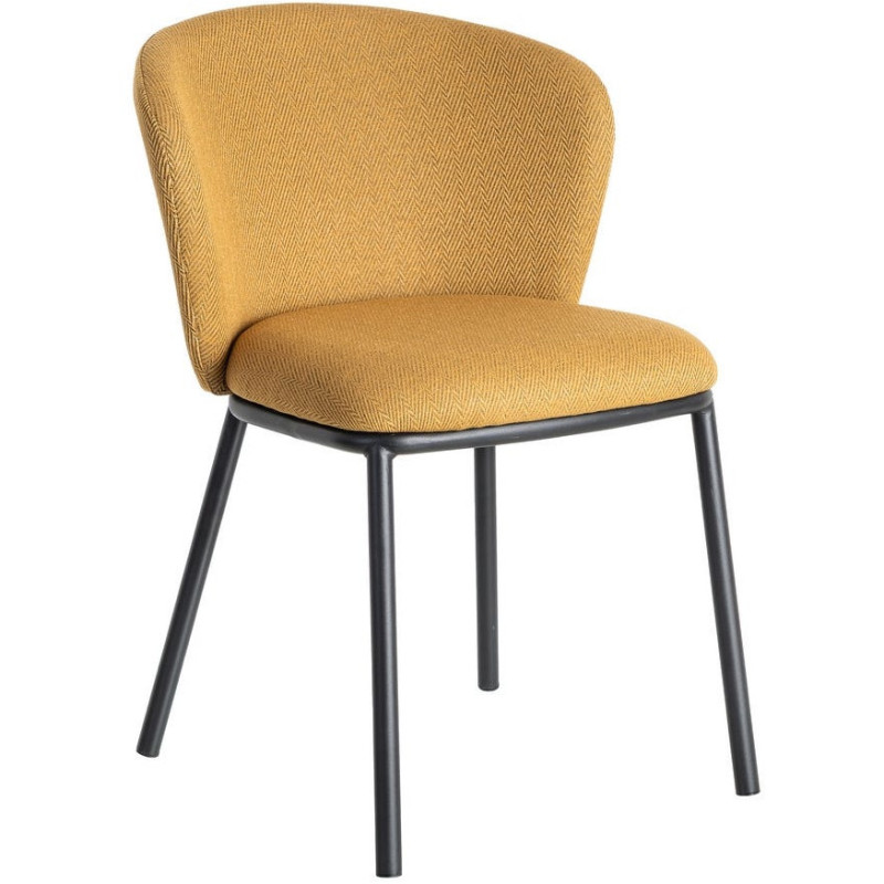 Chaise moderne chic en Tissu Jaune moutarde Motif chevrons Métal Noir Tang (Lot de 2) - 1