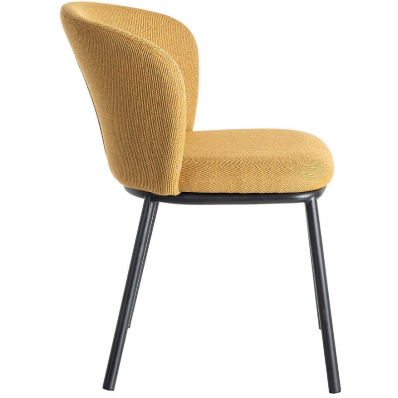 Chaise moderne chic en Tissu Jaune moutarde Motif chevrons Métal Noir Tang (Lot de 2) - 4