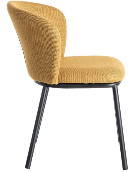 Chaise moderne chic en Tissu Jaune moutarde Motif chevrons Métal Noir Tang (Lot de 2) - 4