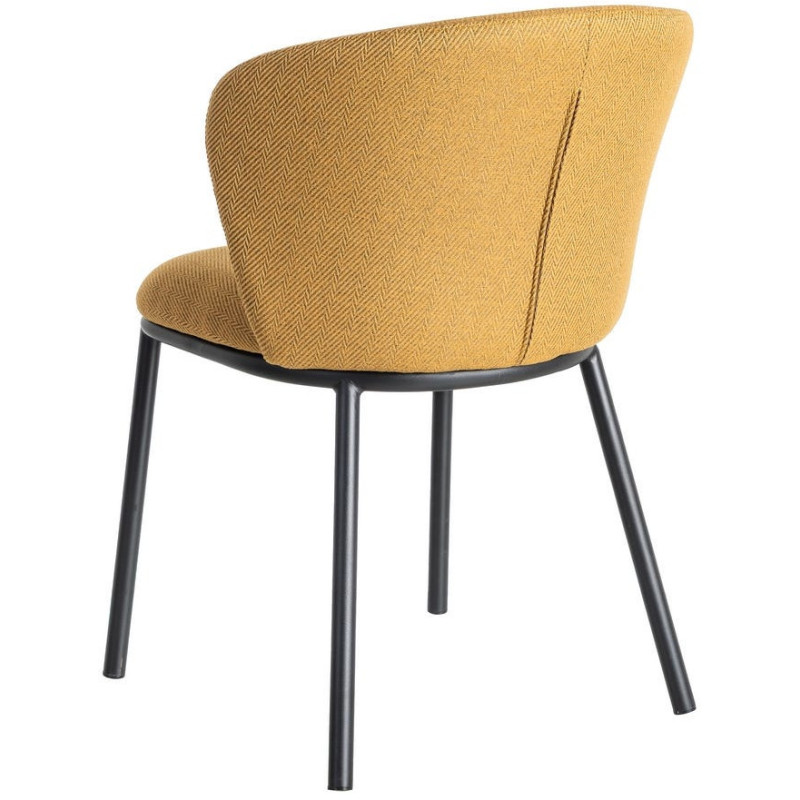 Chaise moderne chic en Tissu Jaune moutarde Motif chevrons Métal Noir Tang (Lot de 2) - 5