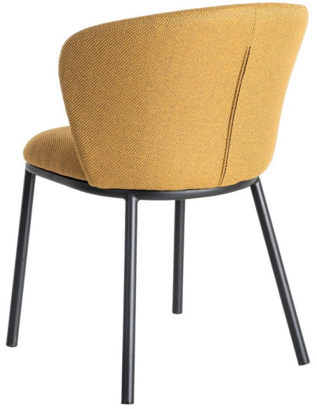 Chaise moderne chic en Tissu Jaune moutarde Motif chevrons Métal Noir Tang (Lot de 2) - 5