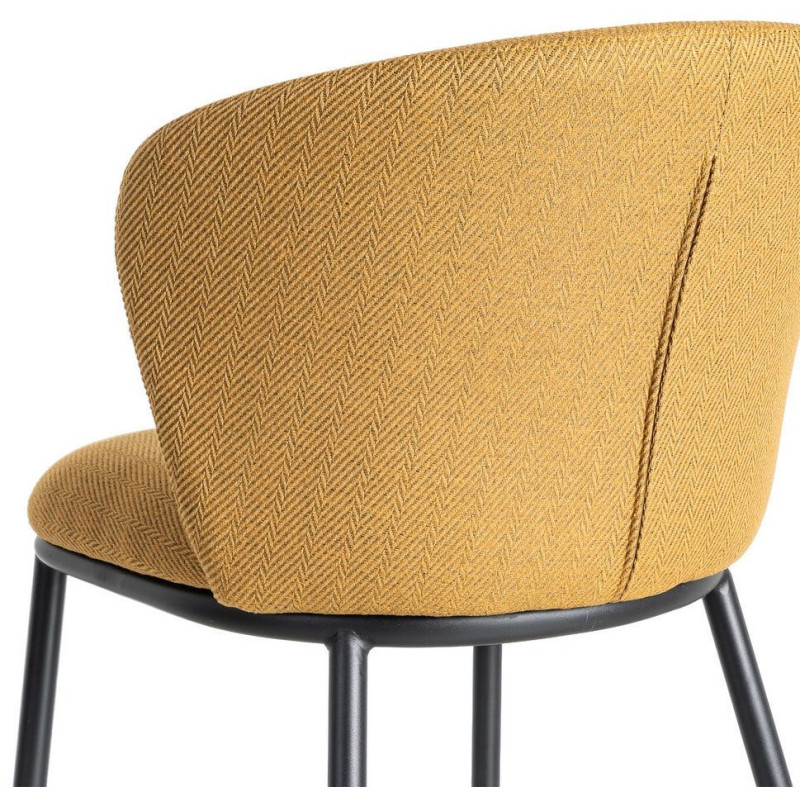 Chaise moderne chic en Tissu Jaune moutarde Motif chevrons Métal Noir Tang (Lot de 2) - 6