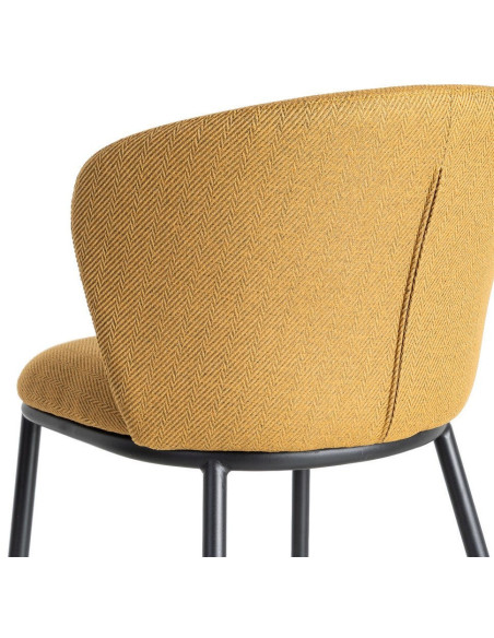 Chaise moderne chic en Tissu Jaune moutarde Motif chevrons Métal Noir Tang (Lot de 2) - 6