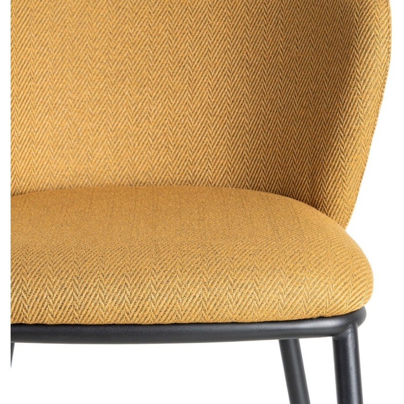 Chaise moderne chic en Tissu Jaune moutarde Motif chevrons Métal Noir Tang (Lot de 2) - 7