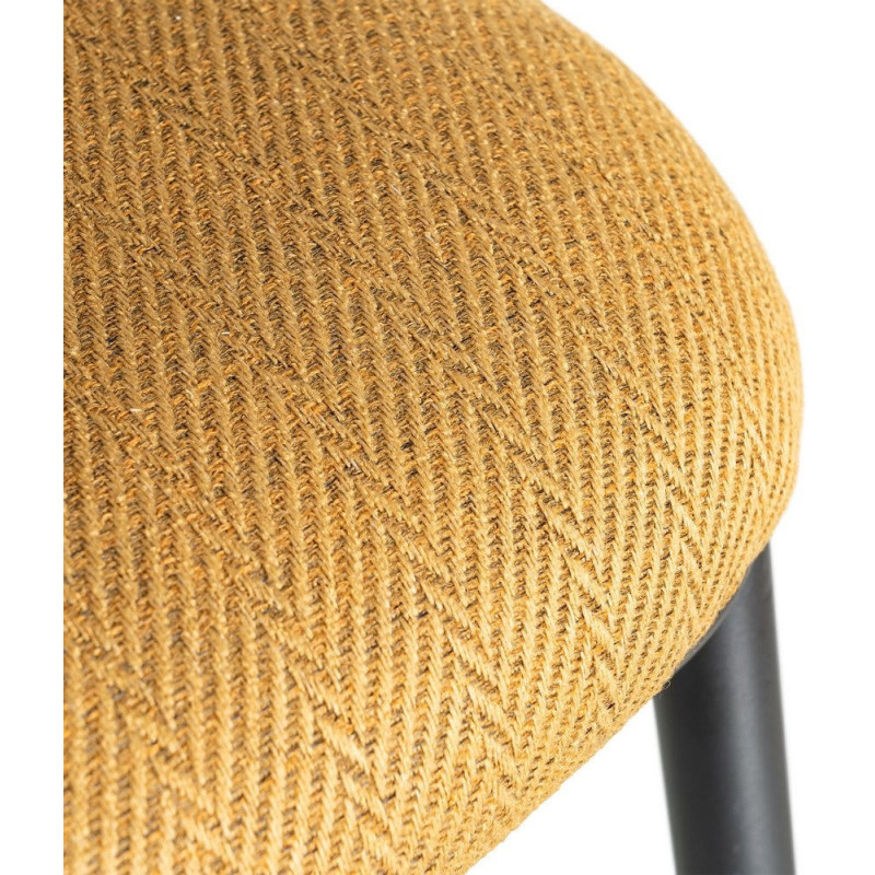 Chaise moderne chic en Tissu Jaune moutarde Motif chevrons Métal Noir Tang (Lot de 2) - 8