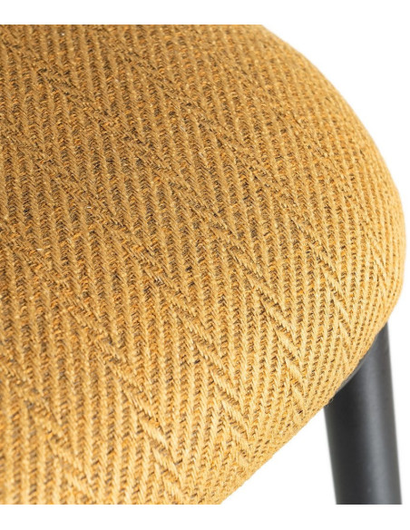 Chaise moderne chic en Tissu Jaune moutarde Motif chevrons Métal Noir Tang (Lot de 2) - 8