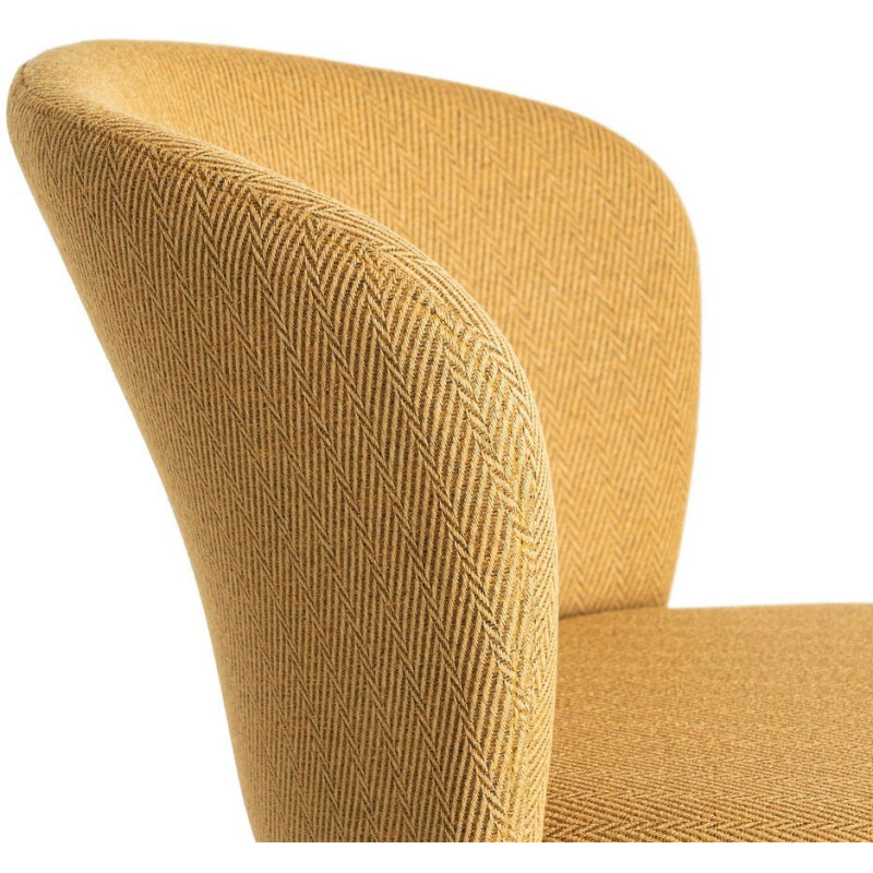 Chaise moderne chic en Tissu Jaune moutarde Motif chevrons Métal Noir Tang (Lot de 2) - 9