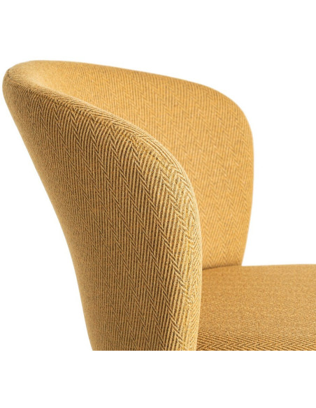 Chaise moderne chic en Tissu Jaune moutarde Motif chevrons Métal Noir Tang (Lot de 2) - 9