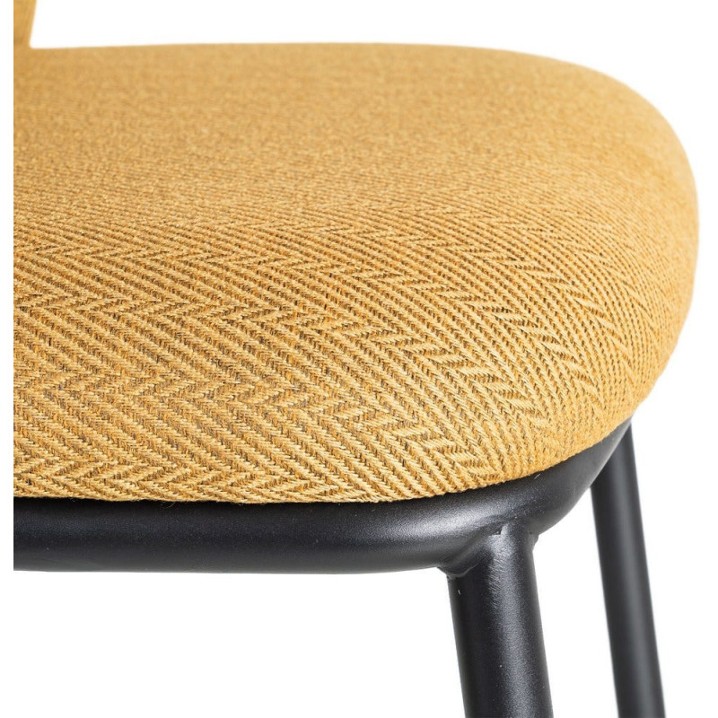 Chaise moderne chic en Tissu Jaune moutarde Motif chevrons Métal Noir Tang (Lot de 2) - 10