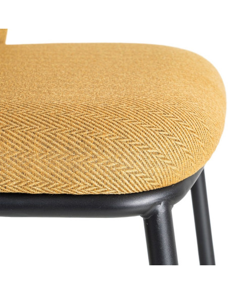 Chaise moderne chic en Tissu Jaune moutarde Motif chevrons Métal Noir Tang (Lot de 2) - 10