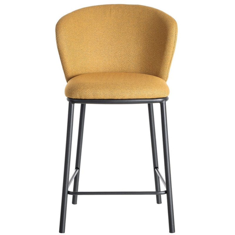 Tabouret de bar moderne chic en Tissu Jaune moutarde Motif chevrons Métal Noir Tang (Lot de 2) - 3