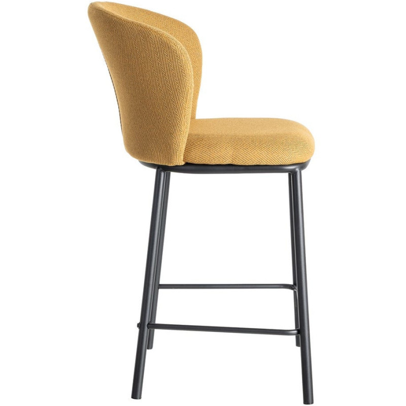 Tabouret de bar moderne chic en Tissu Jaune moutarde Motif chevrons Métal Noir Tang (Lot de 2) - 4