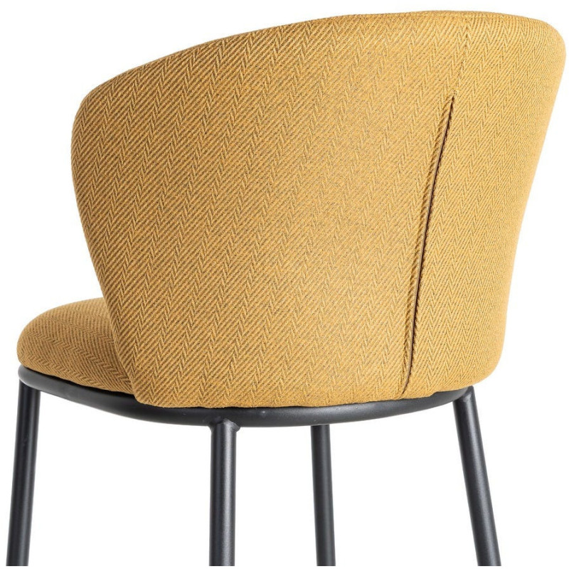 Tabouret de bar moderne chic en Tissu Jaune moutarde Motif chevrons Métal Noir Tang (Lot de 2) - 6