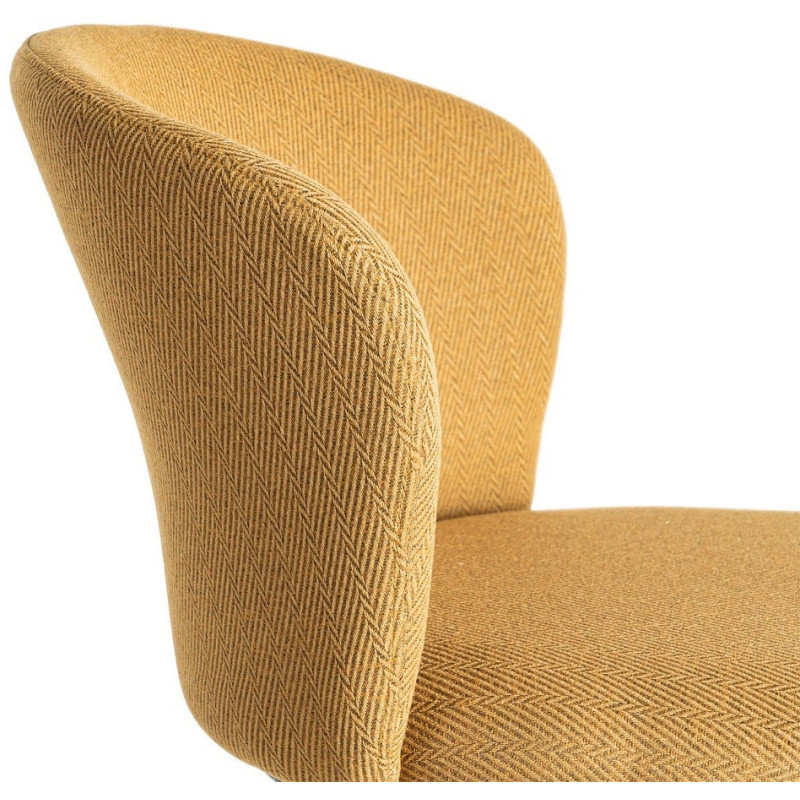 Tabouret de bar moderne chic en Tissu Jaune moutarde Motif chevrons Métal Noir Tang (Lot de 2) - 7