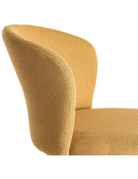 Tabouret de bar moderne chic en Tissu Jaune moutarde Motif chevrons Métal Noir Tang (Lot de 2) - 7