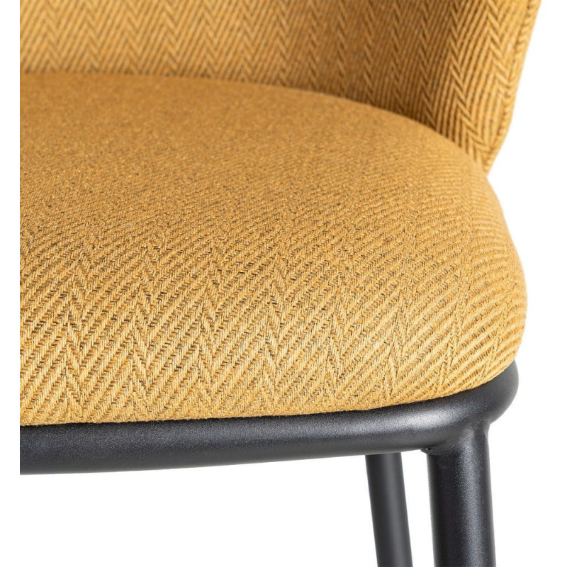 Tabouret de bar moderne chic en Tissu Jaune moutarde Motif chevrons Métal Noir Tang (Lot de 2) - 8