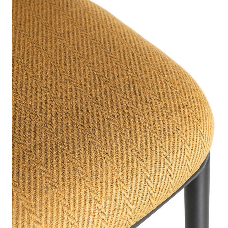Tabouret de bar moderne chic en Tissu Jaune moutarde Motif chevrons Métal Noir Tang (Lot de 2) - 9