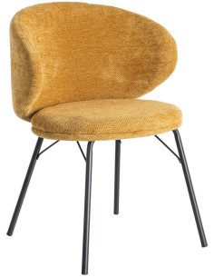 Chaise moderne confortable en Tissu Jaune moutarde Métal Noir Harava (Lot de 2) - 1