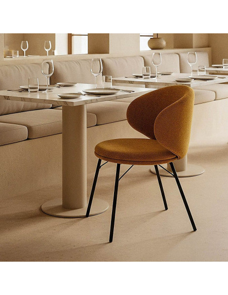 Chaise moderne confortable en Tissu Jaune moutarde Métal Noir Harava (Lot de 2) - 2