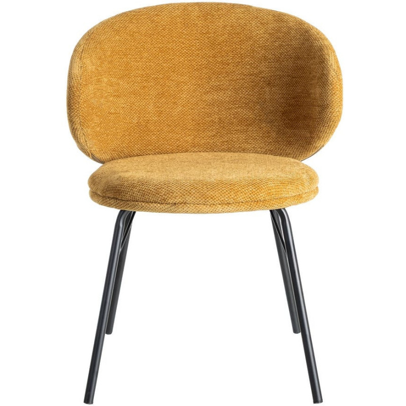 Chaise moderne confortable en Tissu Jaune moutarde Métal Noir Harava (Lot de 2) - 3